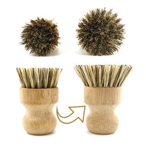 High Quality Eco-Friendly <b>Wooden</b> Pot Dish Cleaning Wash <b>Brush</b> with Mixed Coconut Palm <b>Hair</b> for Kitchen Use - Product Image 2