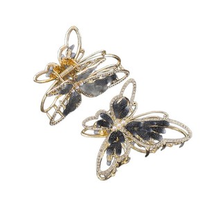 กิ๊บติดผมรูปผีเสื้อสีทองประดับด้วยพลอยเทียมสีดำเครื่องประดับศีรษะสำหรับงานปาร์ตี้ - Product Image 5