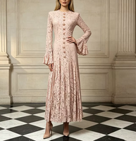 Robe longue élégante de style français, nouvelle conception, dentelle, coupe ajustée, robe amincissante pour femmes