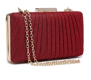Pochette de soirée en satin doré de 6 pouces, motif géométrique, respirante, avec chaîne à pompon et fermoir à fermoirs, sac de dîner tissé, pour bal de promo et soirée, à porter à la main - Product Image 5