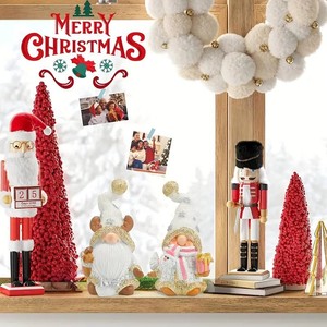 Figuras de Resina de Duendes Navideños, Pareja de Gnomos, Decoración de Mesa para Interiores y Exteriores, Regalo Artesanal Navideño - Product Image 3