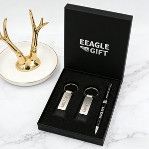 Ensemble cadeau souvenir personnalisé en acier inoxydable avec 2 porte-clés et stylo, impression sérigraphique pour événements et salons professionnels - Product Image 5