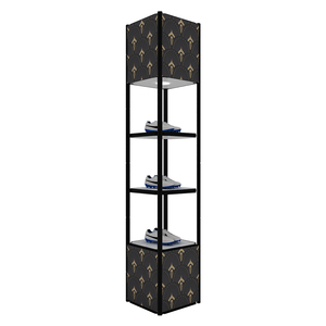 Rak Pameran Lipat 4 Tingkat Bentuk Persegi dan Bulat, Model Retractable Twist Tower - Product Image 3