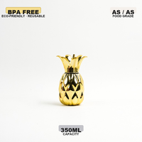 Gobelet en plastique design attrayant en forme de pomme, finition dorée, avec paille et couvercle, sans BPA