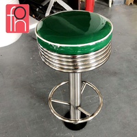 Tabouret de bar haut rétro bicolore rouge et blanc, design américain, pour discothèque et restaurant