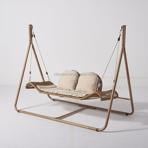 Muebles de ratán Jardín Loveseat Madera Pintada Doble Columpio - Product Image 3