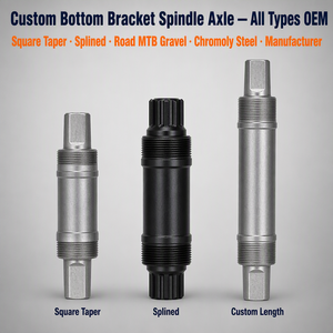 Eje de Pedalier OEM CNC para Bicicleta, Cuadrado, Cónico, Estriado, de Acero Cromado y Titanio, para Bicicletas de Carretera, MTB y Gravel, Fabricante - Product Image 1