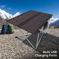 Table de Camping solaire de haute qualité en alliage d'aluminium Portable léger Table de charge de pique-nique extérieure pliable alimentée par le soleil