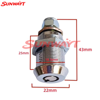 Serrure à came tubulaire SUNWAYT en alliage de zinc argenté de haute qualité 17mm/27mm avec clé en fer et couvercle en plastique pour la protection des armoires de machines de jeu
