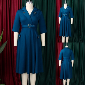 Vestidos de Trabajo para Mujer, Nueva Colección 2026, Casuales y Elegantes, Manga Media, Cuello en V, Vestidos Formales de Oficina, Vestidos Africanos - Product Image 2