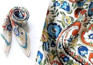 Designer floreale <span class=keywords><strong>sciarpa</strong></span> di seta 100% gelso Multicolor Bloom Pattern su sfondo bianco crema <span class=keywords><strong>elegante</strong></span> quadrato 53x53cm - Product Image 2