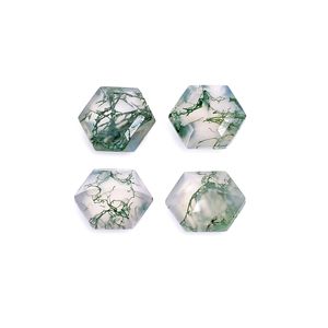 Ágata musgosa natural hexagonal con corte escalonado de 6x6x3mm, piedra preciosa suelta para la fabricación de joyas - Product Image 1