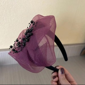 Elegant White Hair Headband for Women Fashionable Fragrant Cloud Yarn Bead Covering Thin Style Stylish Hair Accessories - Product Image 3