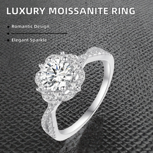 Anillo de Boda de Lujo con Moissanita de 1 Quilate, Corte Brillante, 6 Garras, Plata de Ley 925 - Product Image 2