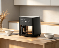 Friteuse à air en verre 4,5 L avec panier en verre borosilicate non toxique et rotation à 360° °   Plateau en acier inoxydable de qualité alimentaire 8-en-1 avec préréglages à une touche