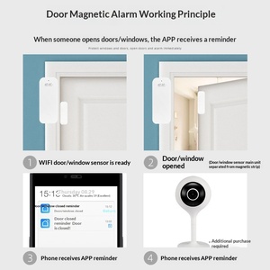 Alarme de Segurança Residencial WIFI <span class=keywords><strong>Detector</strong></span> Magnético Inteligente para Portas e Janelas Alarme Sem Fio com Alcance de Detecção de 60m - Product Image 4