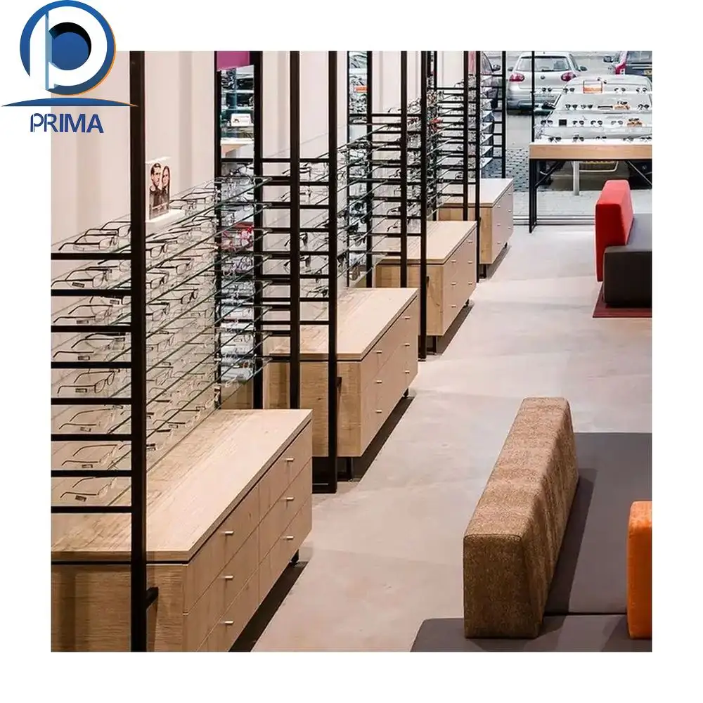 2023 Prima Factory Price Modern Design Opticians Cabinet Display Showcase Sunglasses Shop Indoor Mall