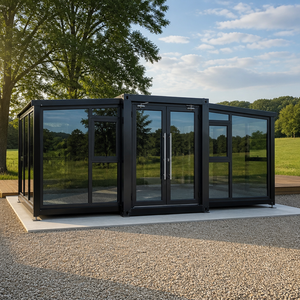 Casa Contenedor Plegable Expandible de Vidrio Panorámico Negro para Glamping y Alojamiento Temporal - Product Image 1