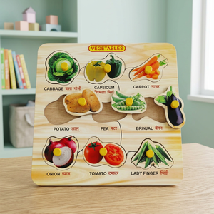 TINNY Rompecabezas educativo de madera con imágenes de verduras para niños de 0 a 4 años, tablero de rompecabezas de 9 piezas para niños y niñas - Product Image 2