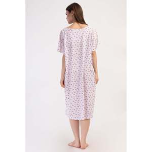 Camisón de Algodón para Mujer Talla Grande, Estampado Floral, Ropa de Dormir de Manga Larga, Ajuste Cómodo - Product Image 1