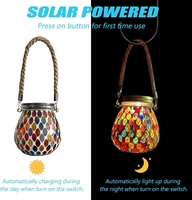 Lanternes solaires en verre mosaïque blanc froid en gros, étanches IP44, pour décoration extérieure de jardin, d'arbres et de terrasses