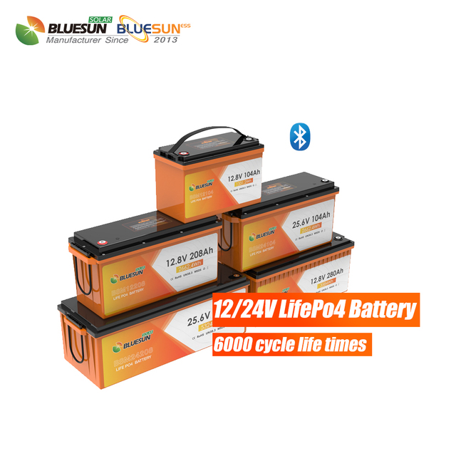 Bluesun 12V 100Ah High Cycle LiFePO4 Battery Lithium Iron Phosphate Battery for Solar PV