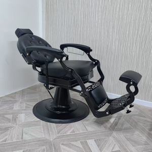 High Quality Barbershop Furniture Black Gold Antique Styling Hairdresser <b>Chair</b> Adjustable Reclining Costom <b>Barber</b> <b>Chair</b> - Product Image 4