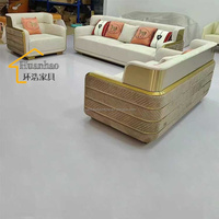 Ensemble de canapés sectionnels modernes de luxe au design italien, revêtement en tissu velours beige pour salon, villa et hôtel, couleur personnalisable