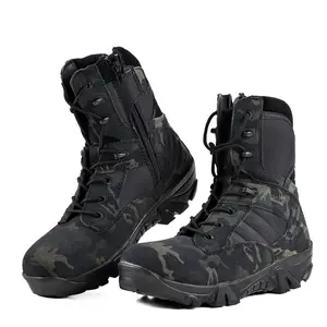 黑色迷彩战术靴徒步旅行战术狩猎靴防水训练靴战术