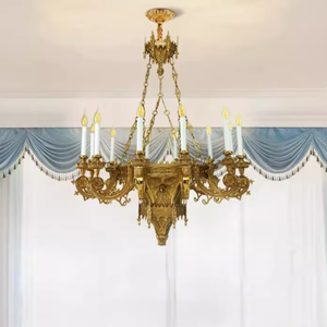 Cuivre Obélisque Base Lustre Lumières Décoration Villa Salon Suspendu Lumière Hall Sacrificiel Autel Pendentif Lampe - Product Image 5
