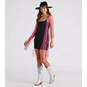 Capa <span class=keywords><strong>de</strong></span> Fiesta Unisex Transparente <span class=keywords><strong>de</strong></span> Malla Cristal Rosa para Mujer, Kaftán <span class=keywords><strong>Blanco</strong></span> con Abertura Lateral, Kimono <span class=keywords><strong>de</strong></span> Cadena Metálica Negra con Pedrería para <span class=keywords><strong>Playa</strong></span> - Product Image 5