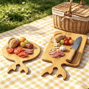 Tabla de cortar de bambú redonda multifuncional para frutas, verduras y uso en la cocina - Product Image 3