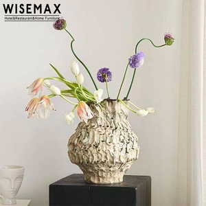 WISEMAX FURNITURE Vaso in Ceramica Vintage Texturizzato, Vaso Scultoreo Rustico per Fiori, per Soggiorno, Camera <span class=keywords><strong>da</strong></span> Letto, Arredamento Casa - Product Image 2