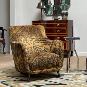 बाघ पर्वत पैटर्न आधुनिक नवर्डिक अवकाश कुर्सी, घर कार्यालय या बेडरूम के कमरे के फर्नीचर के लिए असलबवाला पैर - Product Image 3