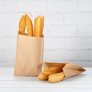 Anti-graisse pas de pfas petite pharmacie nourriture pour animaux de compagnie imprimé brun blanc kraft pointu pincement pointu v forme fond sacs en papier pour le pain - Product Image 2