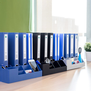 Deli 78981 File Holder Four Piece File Frame <b>Document</b> Organizer Office <b>Storage</b> <b>Box</b> Blue Black Gray Rectangle Standing Type - Product Image 1