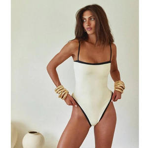 Nieuwe Minimalistische Zwart-Wit Patchwork Bikini Elegant Eendelig Badpak Met Hoge Taille Voor Dames 2024 - Product Image 3