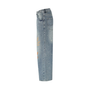 Couleur Imprimé Diamant Strass Broderie Hip Hop Bleu Royal Hommes Jambe Large Coton Denim Jeans en Vrac - Product Image 3