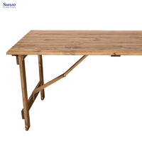 Table de ferme pliante en bois de style rustique Chevron