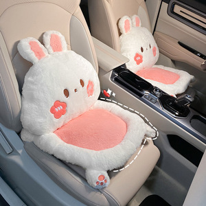 Ensemble de coussin de siège de voiture et d'appui-tête en peluche Panda mignon, support lombaire extra doux pour femmes, utilisation hivernale - Product Image 2
