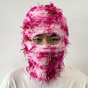 En gros, Cagoule tricotée personnalisée en mohair texturé effet vieilli, à un trou, style Shiesty, cache-visage, masque de ski, balaclava, skimask - Product Image 2