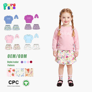 Puresun Abbigliamento Personalizzato <span class=keywords><strong>per</strong></span> Bambini, Felpa Rosa con Nome Ricamato, Completo Sportivo <span class=keywords><strong>per</strong></span> Bambine, Set di Abbigliamento OEM - Product Image 1