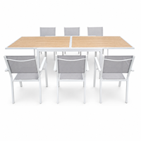 Table de jardin extensible, structure en aluminium, extension coulissante 135/270 cm, plateau en verre céramique pour jardin et terrasse