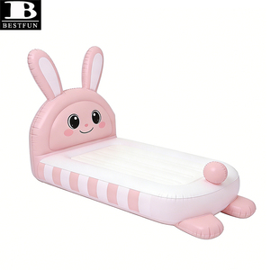 <span class=keywords><strong>Lit</strong></span> gonflable pour enfants en forme de lapin rose, matelas pneumatique floqué pour tout-petits, meuble de sol durable pour la maison, le camping en plein air et les nuits à la maison - Product Image 3