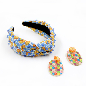 Finestyle – accessoires pour <span class=keywords><strong>cheveux</strong></span> OMG, bandeaux divers en tissu bleu cristal pierre <span class=keywords><strong>couture</strong></span> à la main pour femmes, bandeau avec chouchous pour <span class=keywords><strong>cheveux</strong></span> - Product Image 1