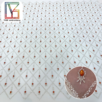Tissu de dentelle africaine en promotion avec pierres de cristal et perles, tissu de dentelle perlée pour mariée, tissu de dentelle à sequins, tissu de dentelle 3D pour robe de soirée élégante