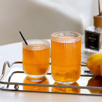 Lot de verres réutilisables à rayures verticales, style rétro, artisanaux, lavables au lave-vaisselle, pour bars, fêtes et services de traiteur