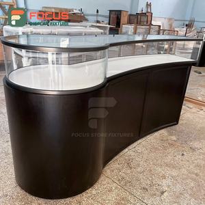 Metal Frame Wooden Base LED Lighting Modern Luxury Glass Jewelry <b>Display</b> <b>Cabinet</b> for Retail Store - Product Image 4