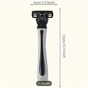 Manual <b>Razor</b> 6 Layer Stainless Steel Blades For Men Face Shaving Replacement <b>Heads</b> Black Handle - Product Image 4