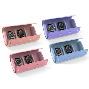OEM 3 slot di viaggio di qualità cinghia di orologi di visualizzazione accessori di stand orologio rotolo scatola di cuoio